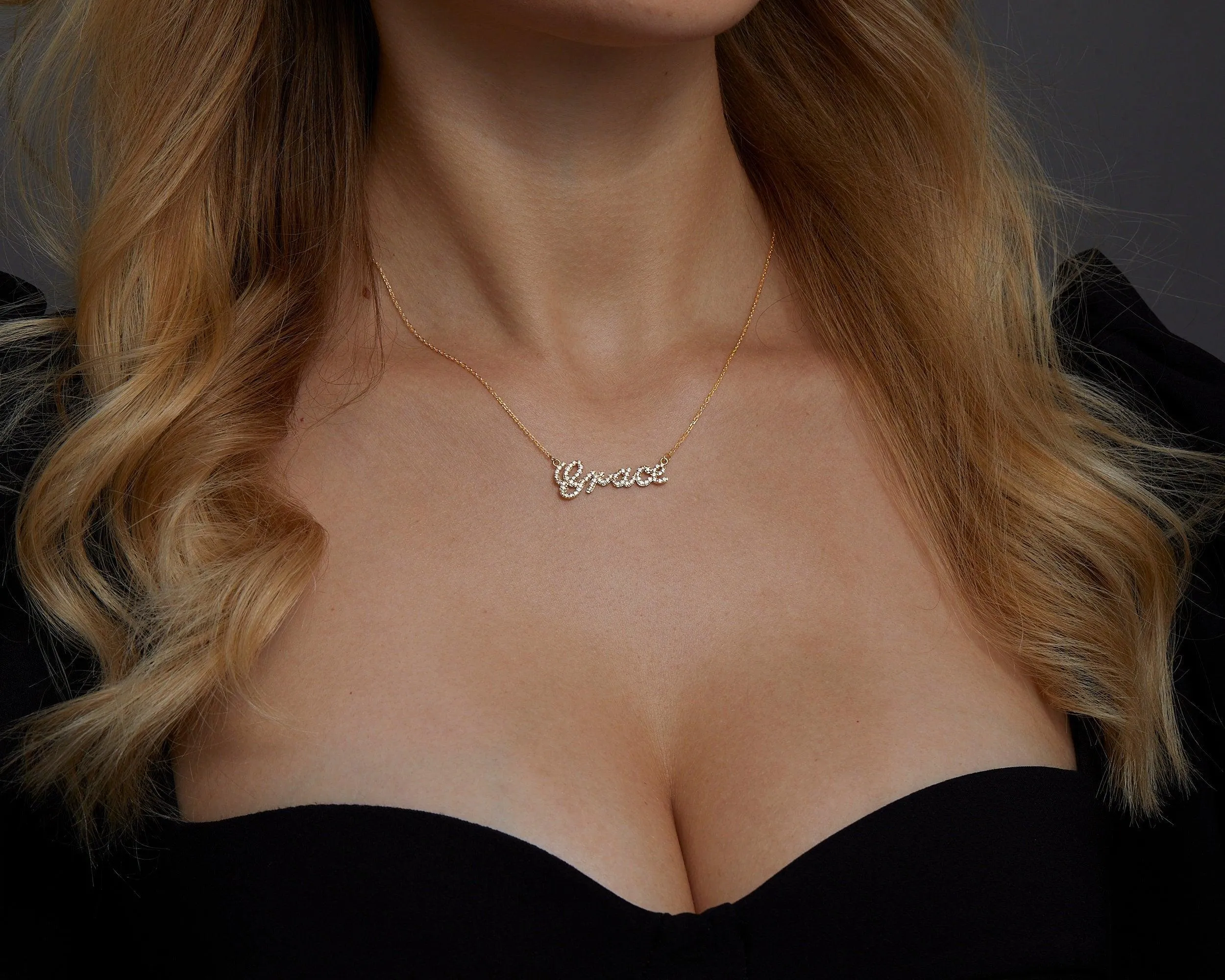 Pave Name Necklace - 18K Gold Vermeil