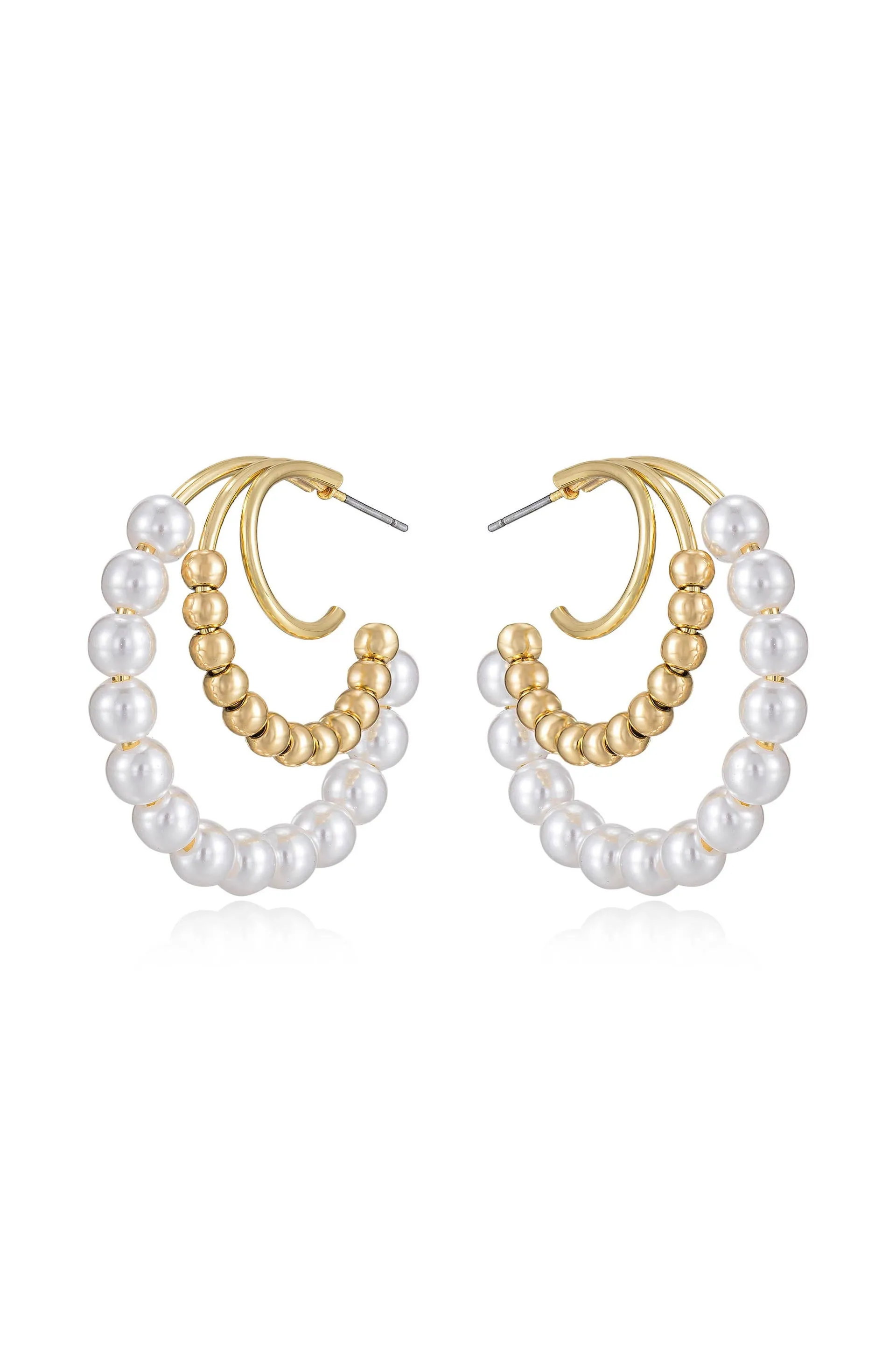 Pearl and Beaded Hoop Earrings