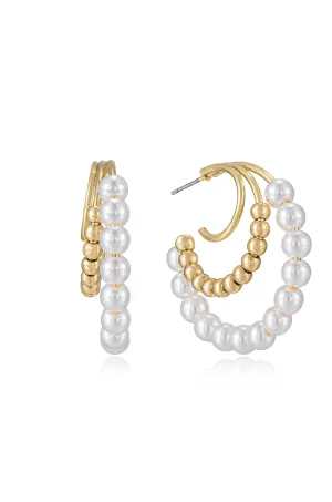Pearl and Beaded Hoop Earrings