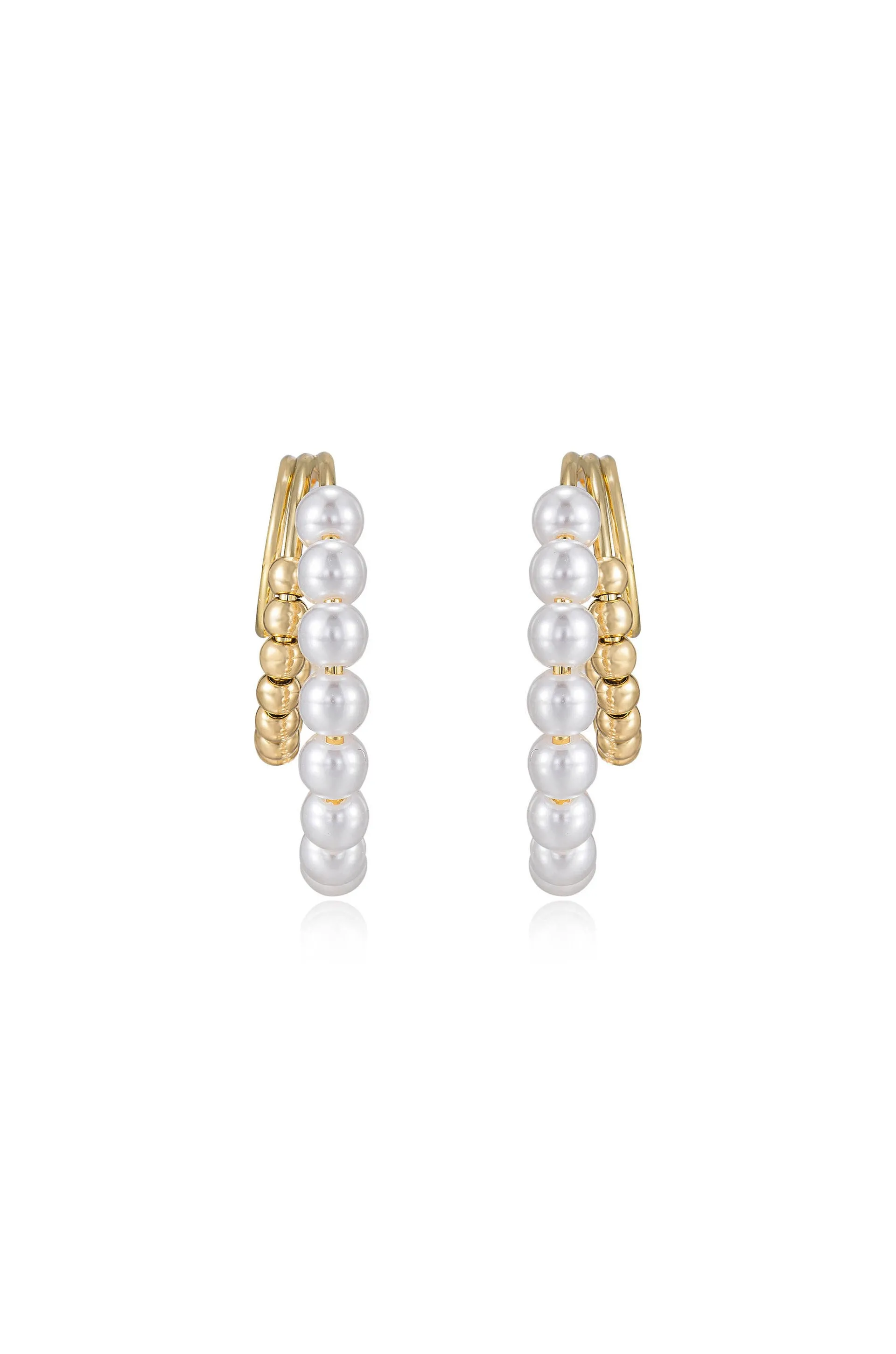 Pearl and Beaded Hoop Earrings