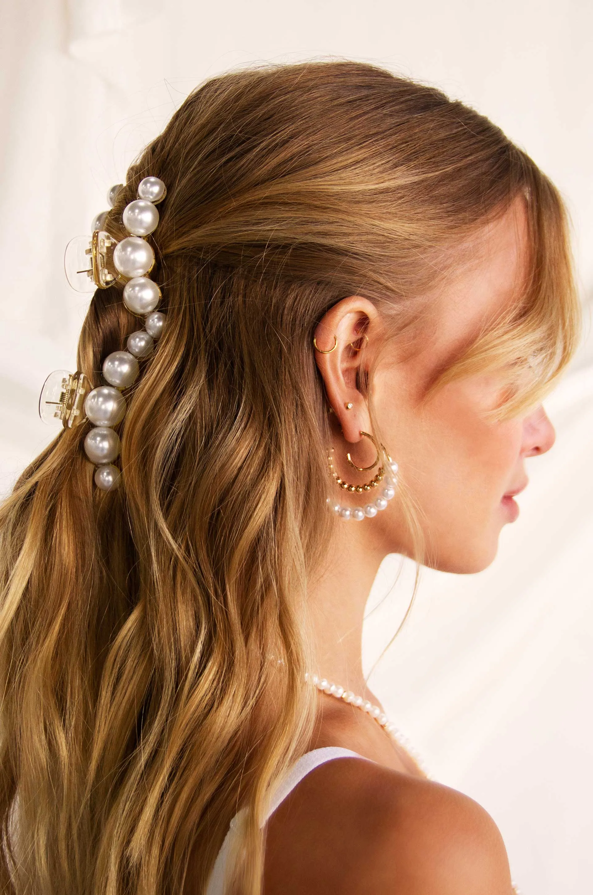 Pearl and Beaded Hoop Earrings