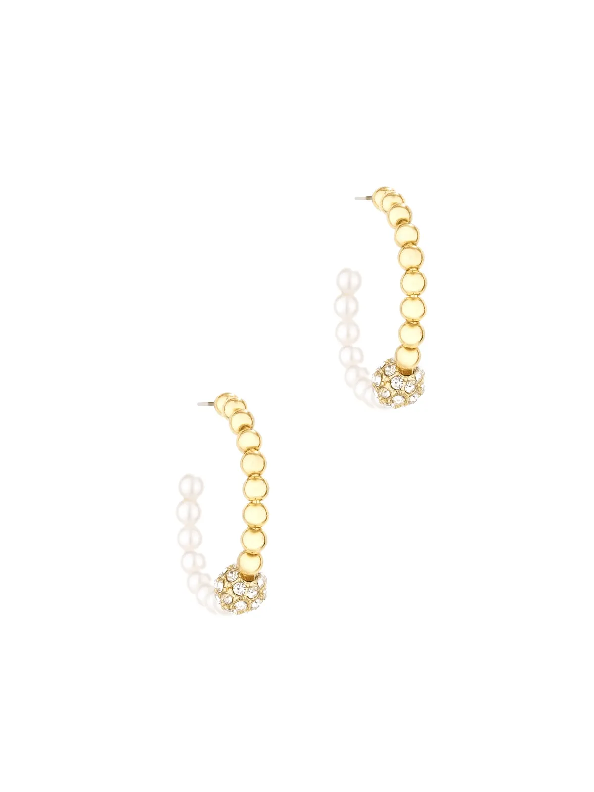Pearl and Crystal Hoop Earrings