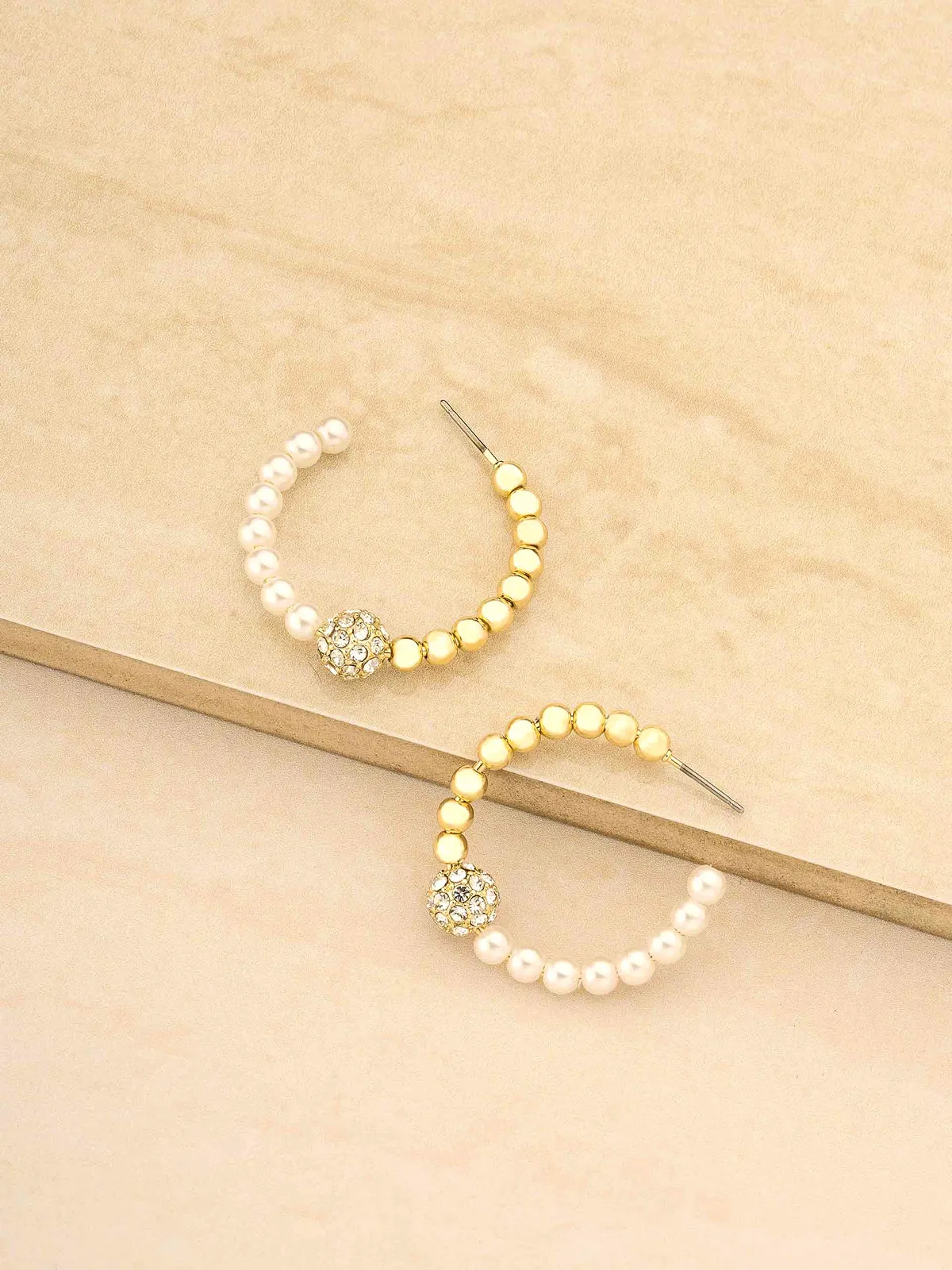 Pearl and Crystal Hoop Earrings