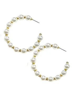 Pearl Beaded Hoop Earrings