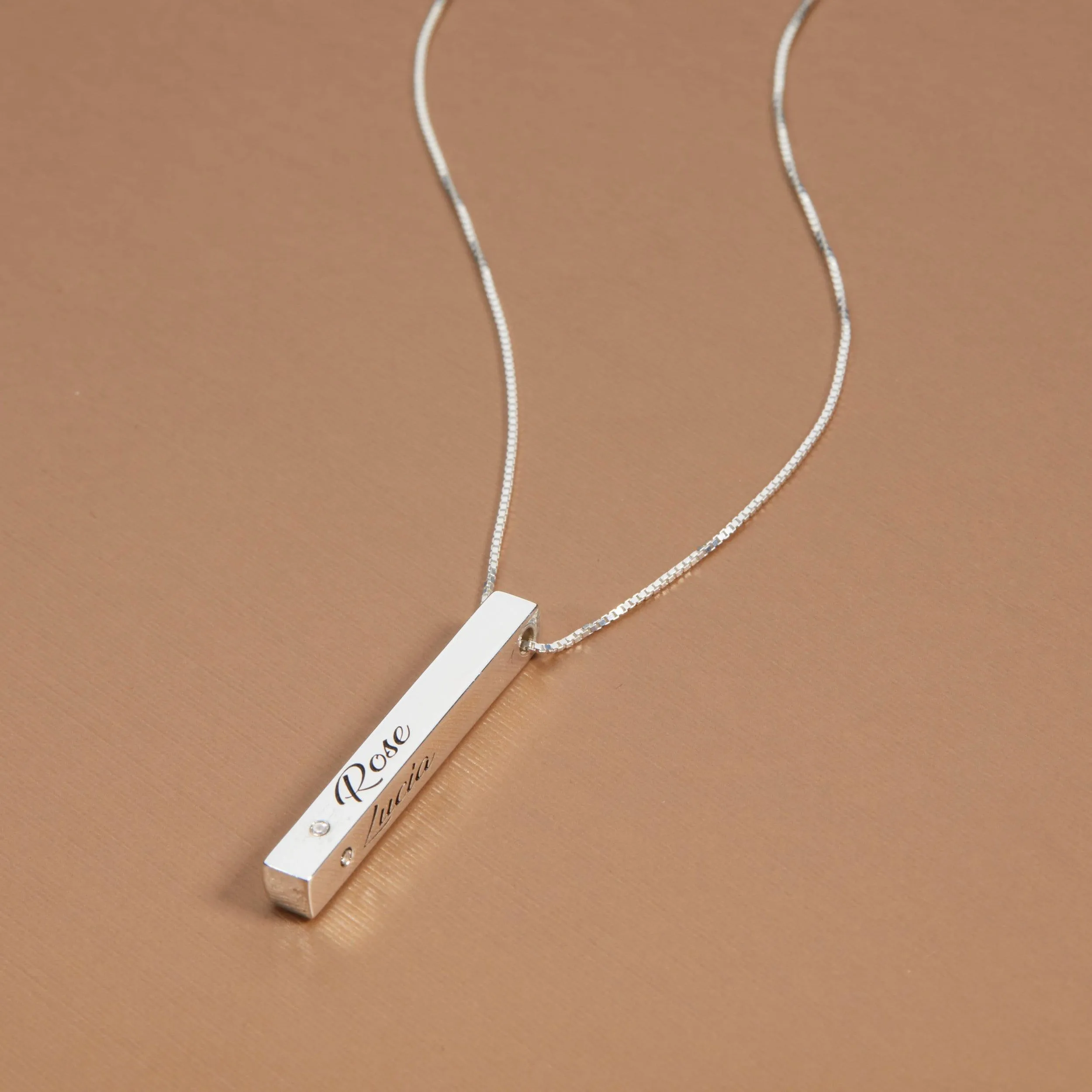 Personalized Bar Name Necklace with Birthstone - 18K Gold Vermeil