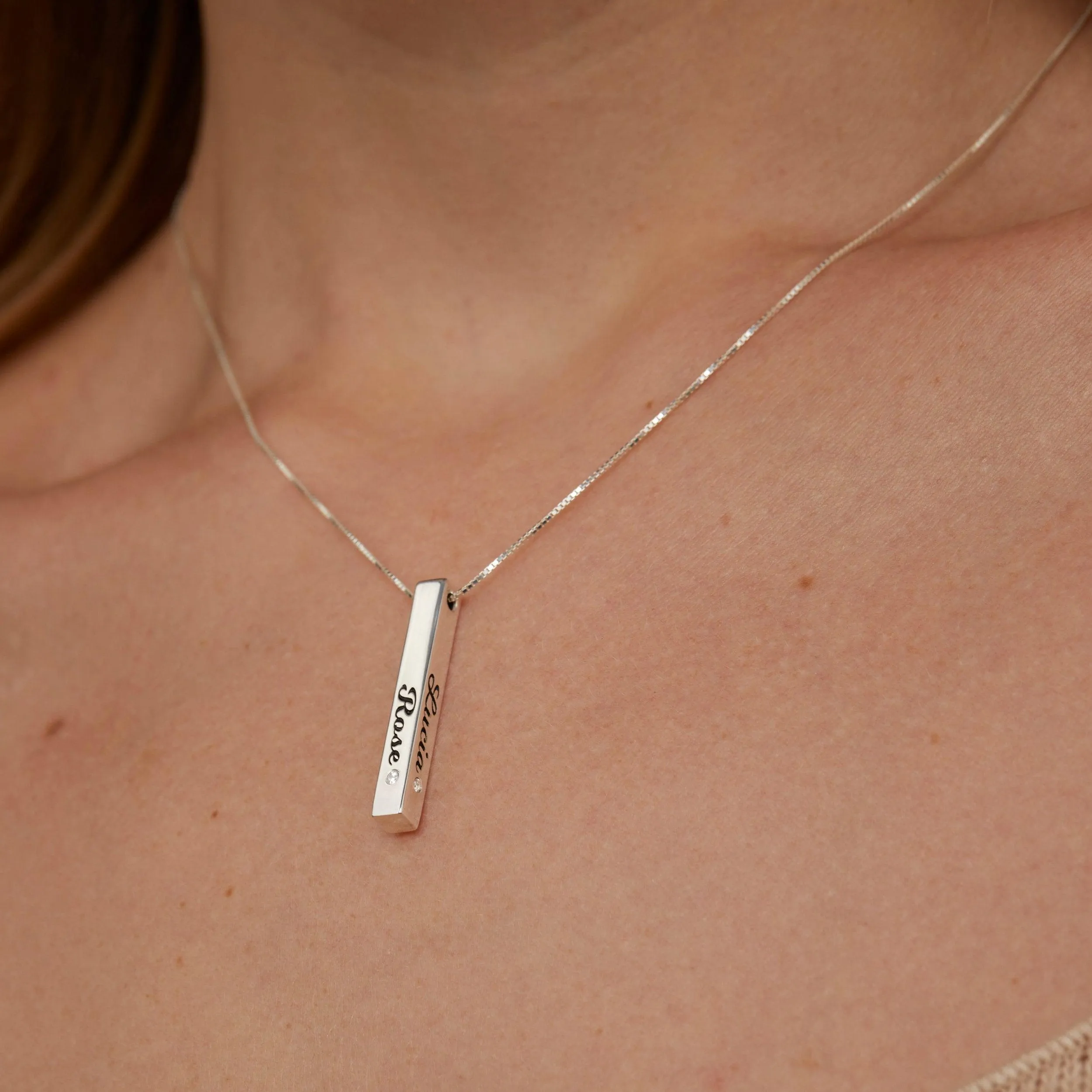 Personalized Bar Name Necklace with Birthstone - 18K Gold Vermeil