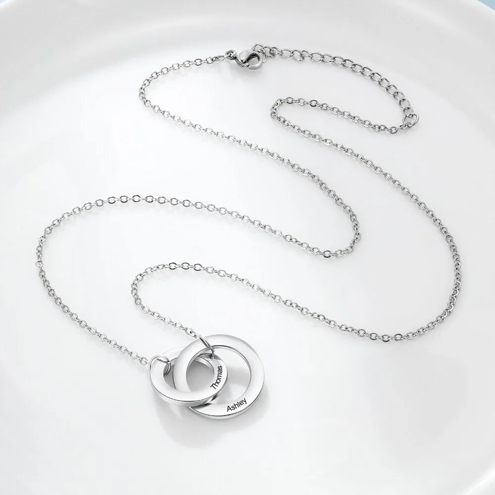 Personalized Engraved 2 Names Mother Daughter Necklace