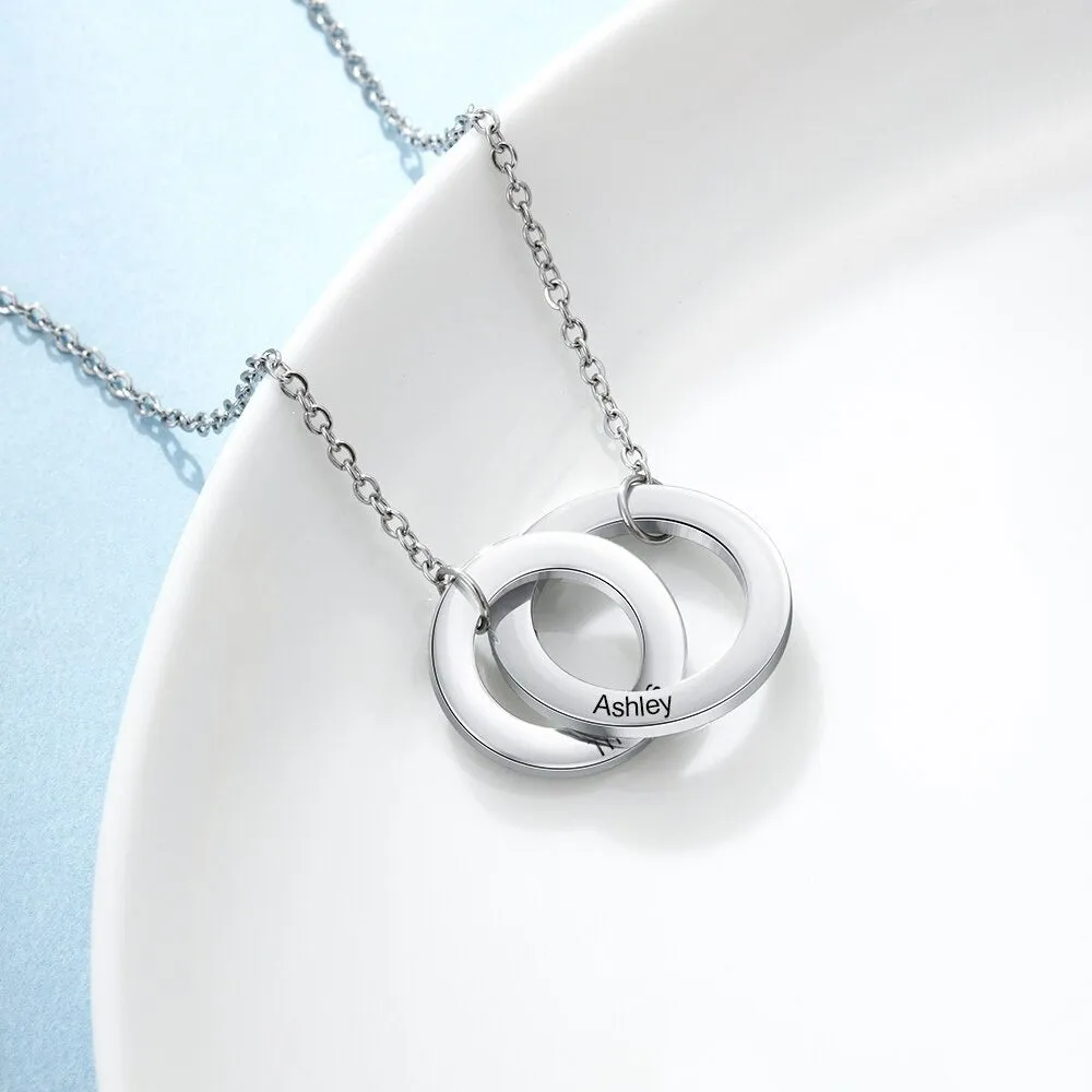 Personalized Engraved 2 Names Mother Daughter Necklace