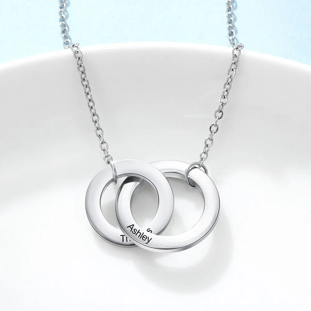 Personalized Engraved 2 Names Mother Daughter Necklace
