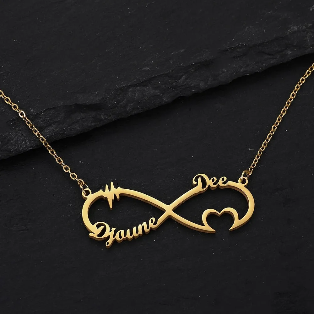 Personalized half infinity style with butterfly charm Name Necklace