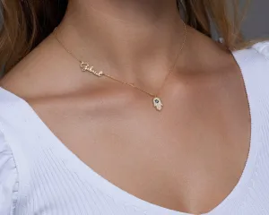 Personalized Hamsa Name Necklace - 18K Gold Vermeil