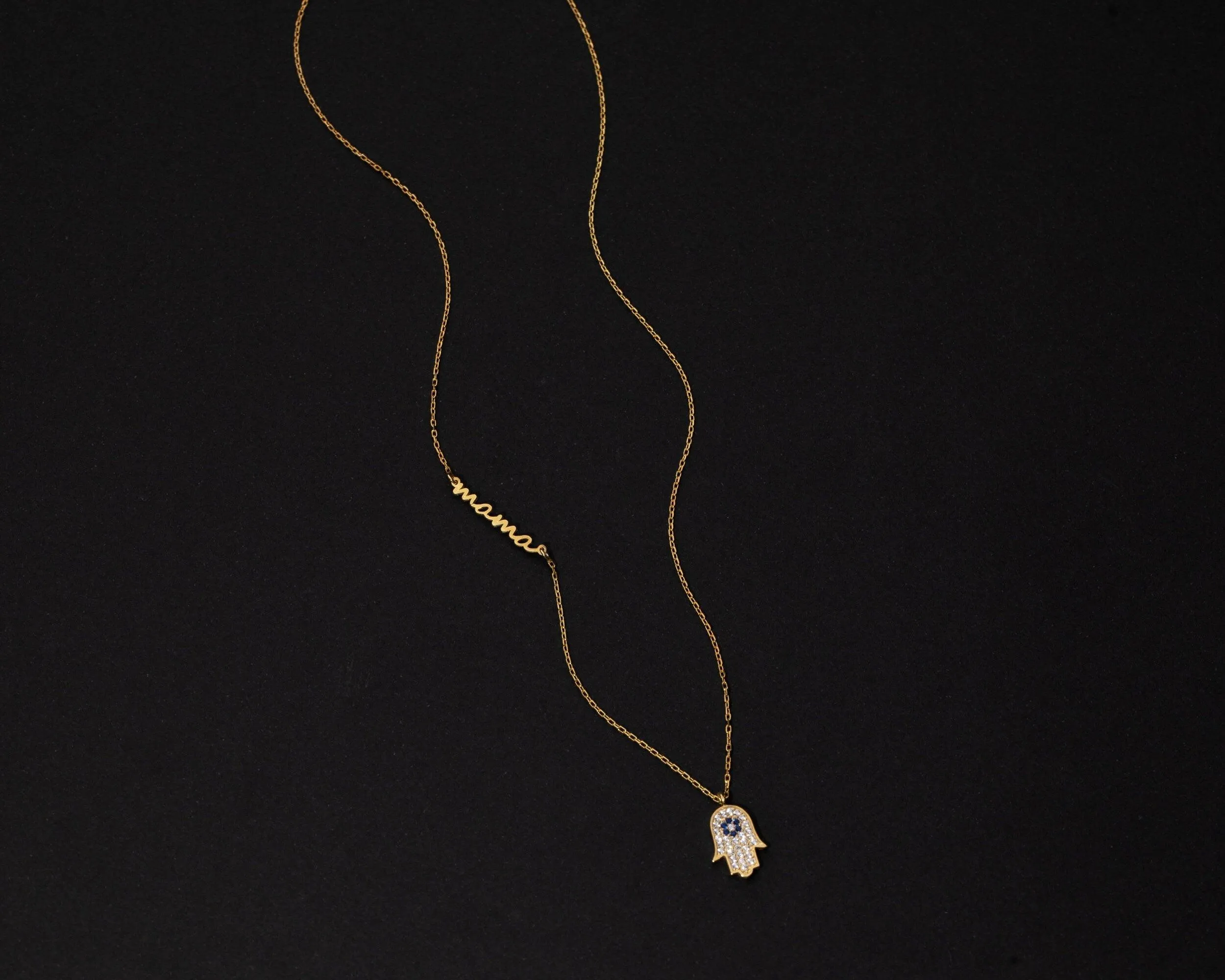 Personalized Hamsa Name Necklace - 18K Gold Vermeil