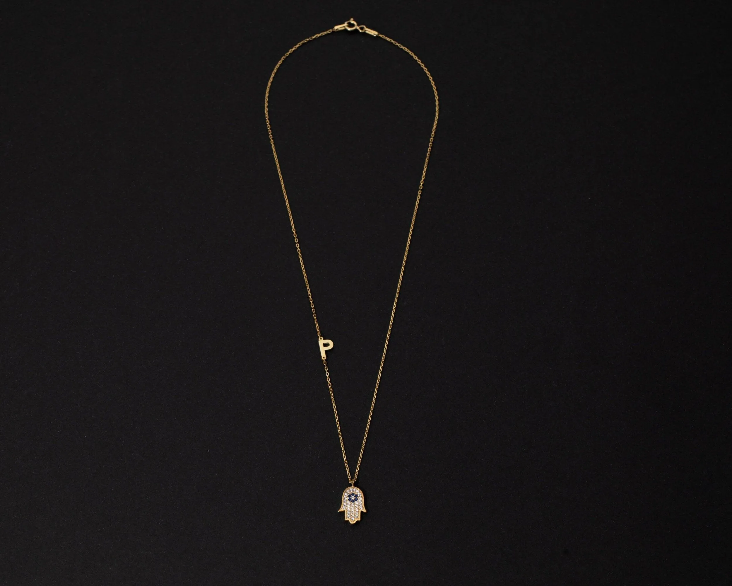 Personalized Hamsa Name Necklace - 18K Gold Vermeil