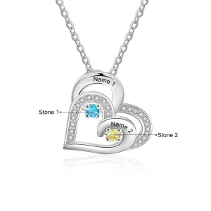 Personalized Mother Pendant 2 Stones 2 Names