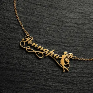 Personalized Name Necklace with a fairy For Women Men Gold Silver Chain Lovers