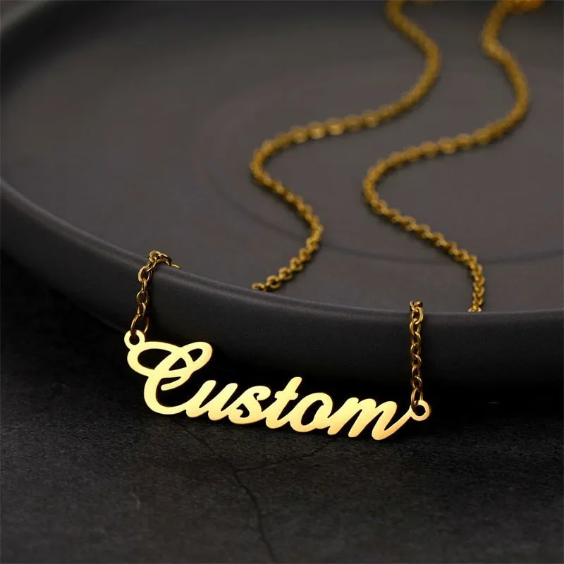 Personalized Name Necklace with a fairy For Women Men Gold Silver Chain Lovers
