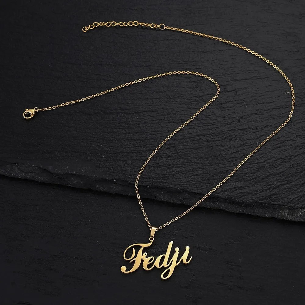Personalized single Name Necklace with a underlined heart For Women Men Gold Silver Chain Lovers