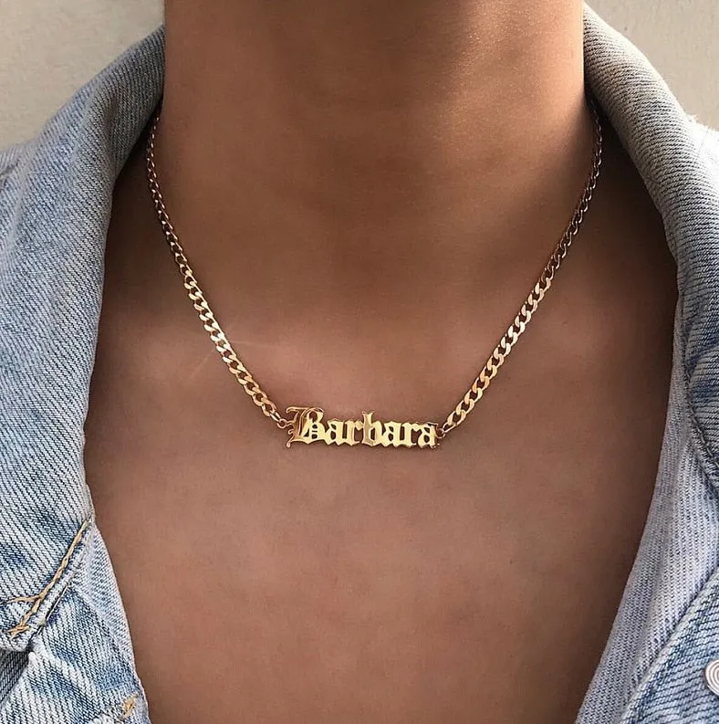 Personalized single Name Necklace with a underlined heart For Women Men Gold Silver Chain Lovers