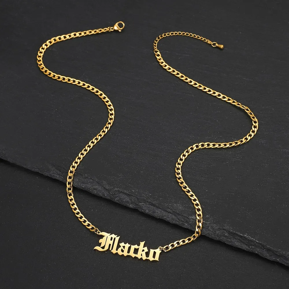 Personalized single Name Necklace with a underlined heart For Women Men Gold Silver Chain Lovers