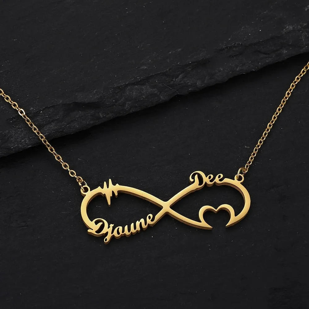 Personalized single Name Necklace with a underlined heart For Women Men Gold Silver Chain Lovers