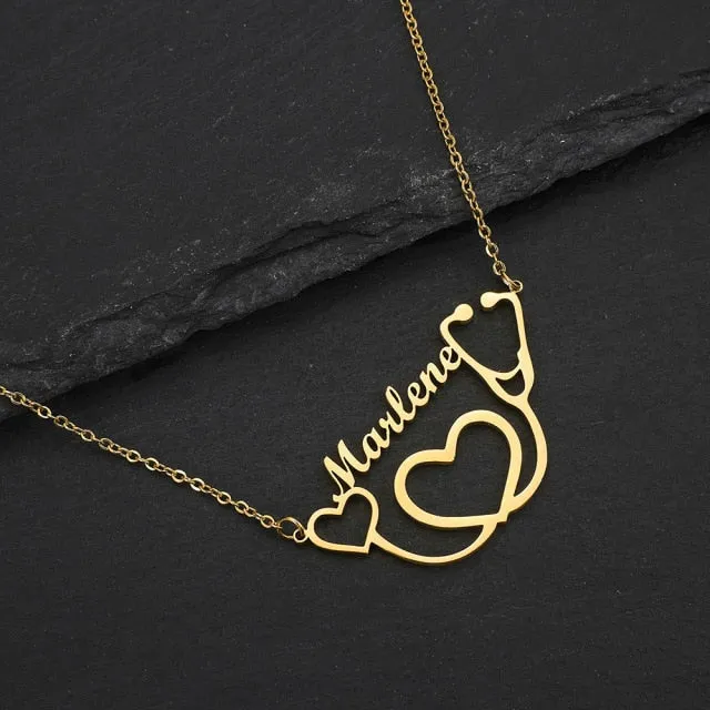 Personalized single Name Necklace with a underlined heart For Women Men Gold Silver Chain Lovers