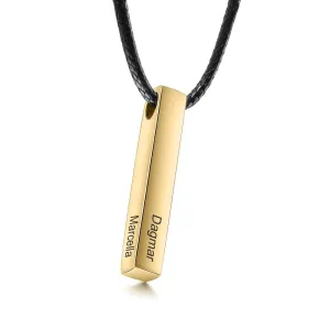 Personalized Steel Vertical Bar 4 Names Necklace