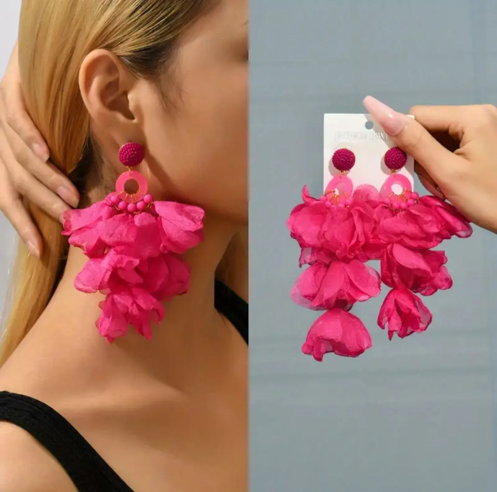 Pink Feather Earrings