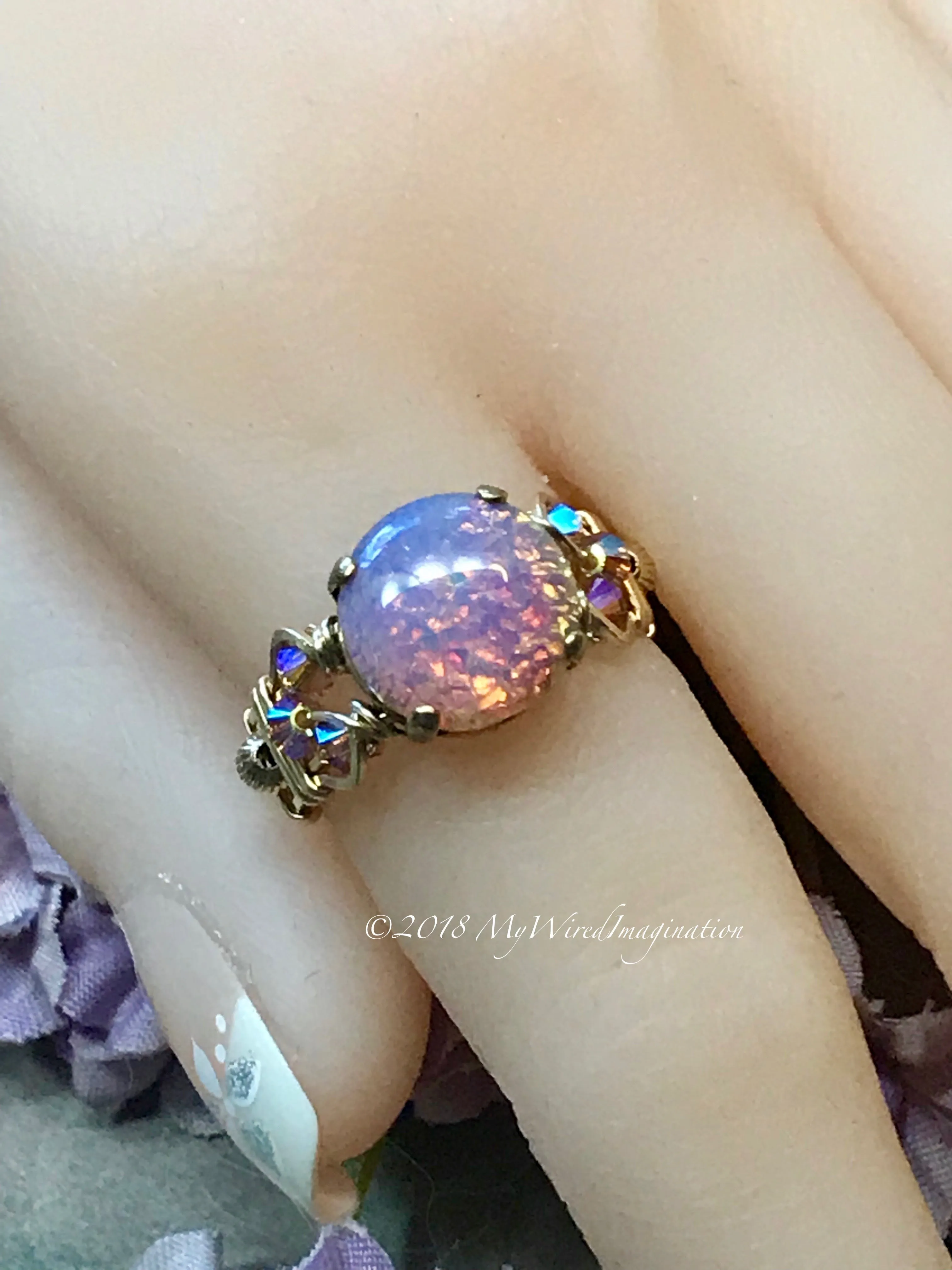 Pink Fire Opal Handmade Ring, Vintage 1950s West German Fire Opal, Made to Order