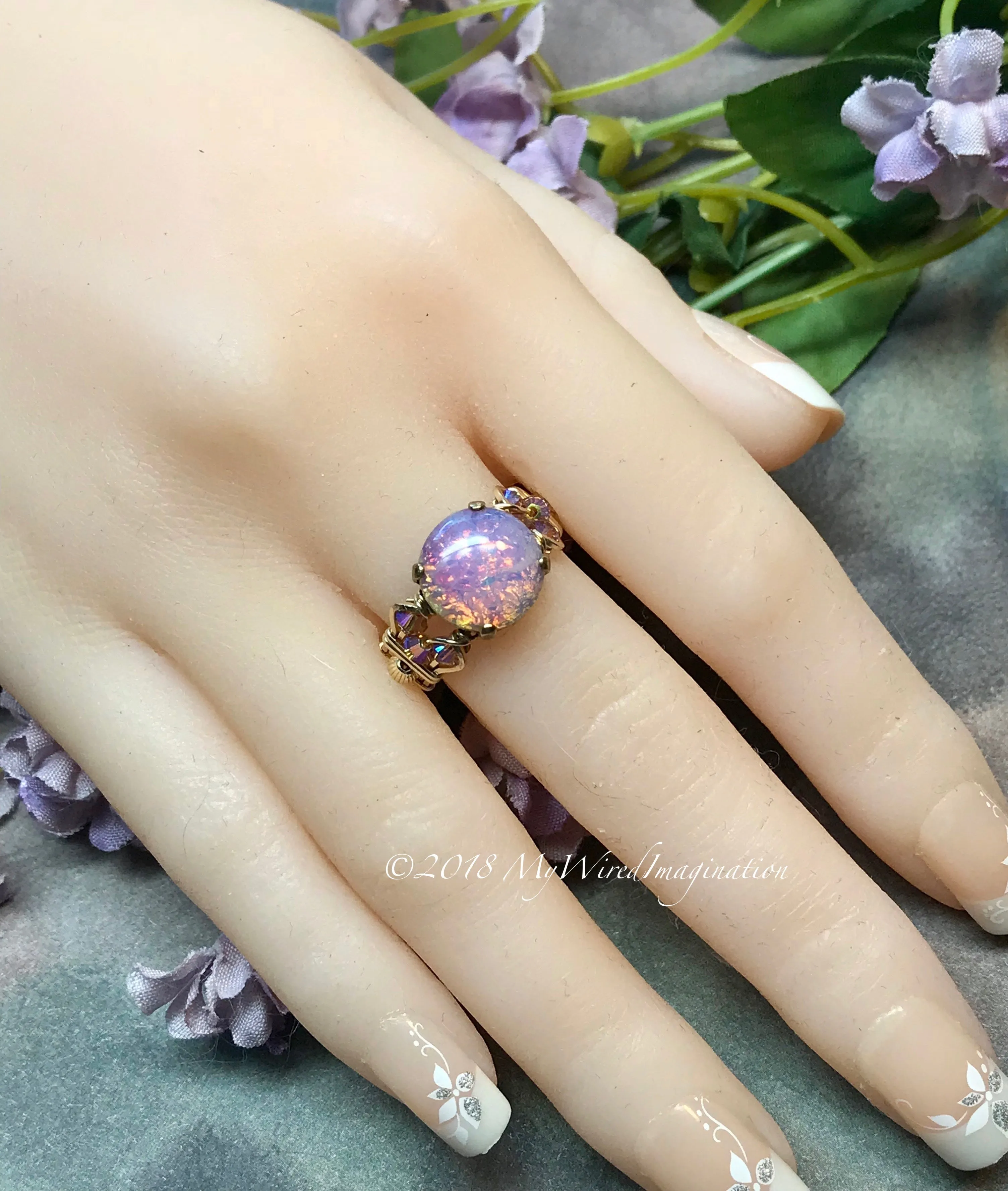 Pink Fire Opal Handmade Ring, Vintage 1950s West German Fire Opal, Made to Order