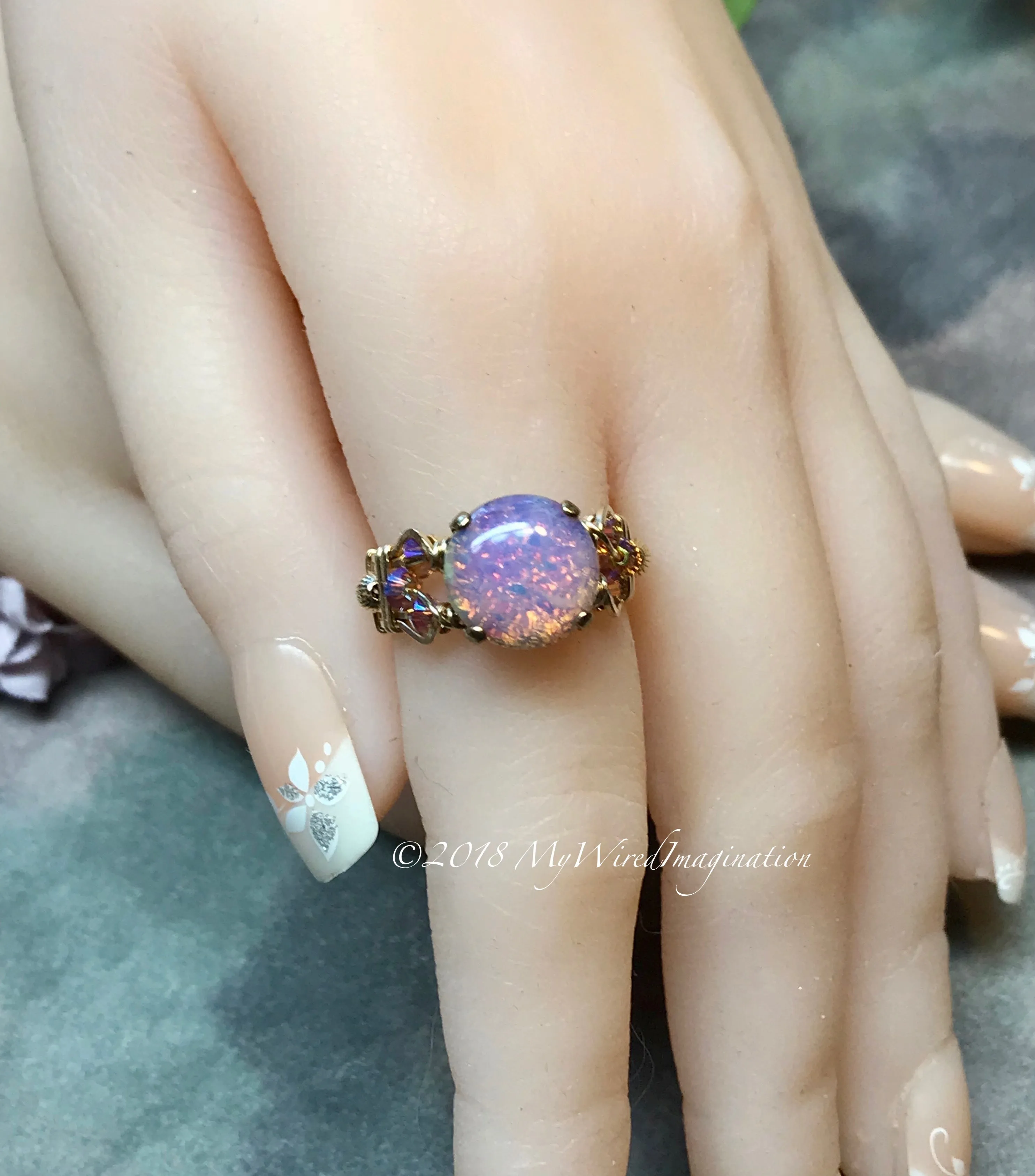 Pink Fire Opal Handmade Ring, Vintage 1950s West German Fire Opal, Made to Order