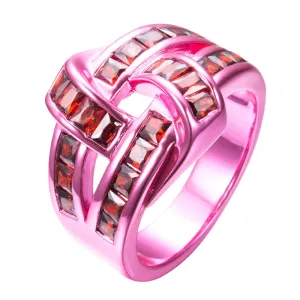 Pink Gold Red Zircon Ring