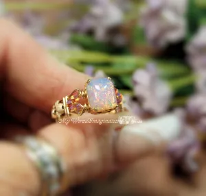 Pink Opal Ring, Vintage West German Pink Opal Glass Handmade Ring, Made to Order