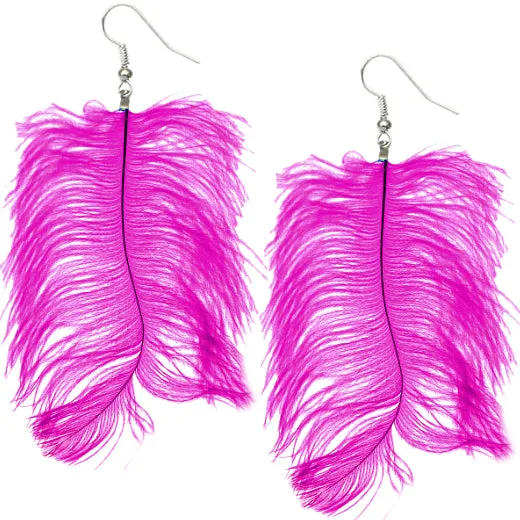 Pink Soft Shaft Feather Earrings