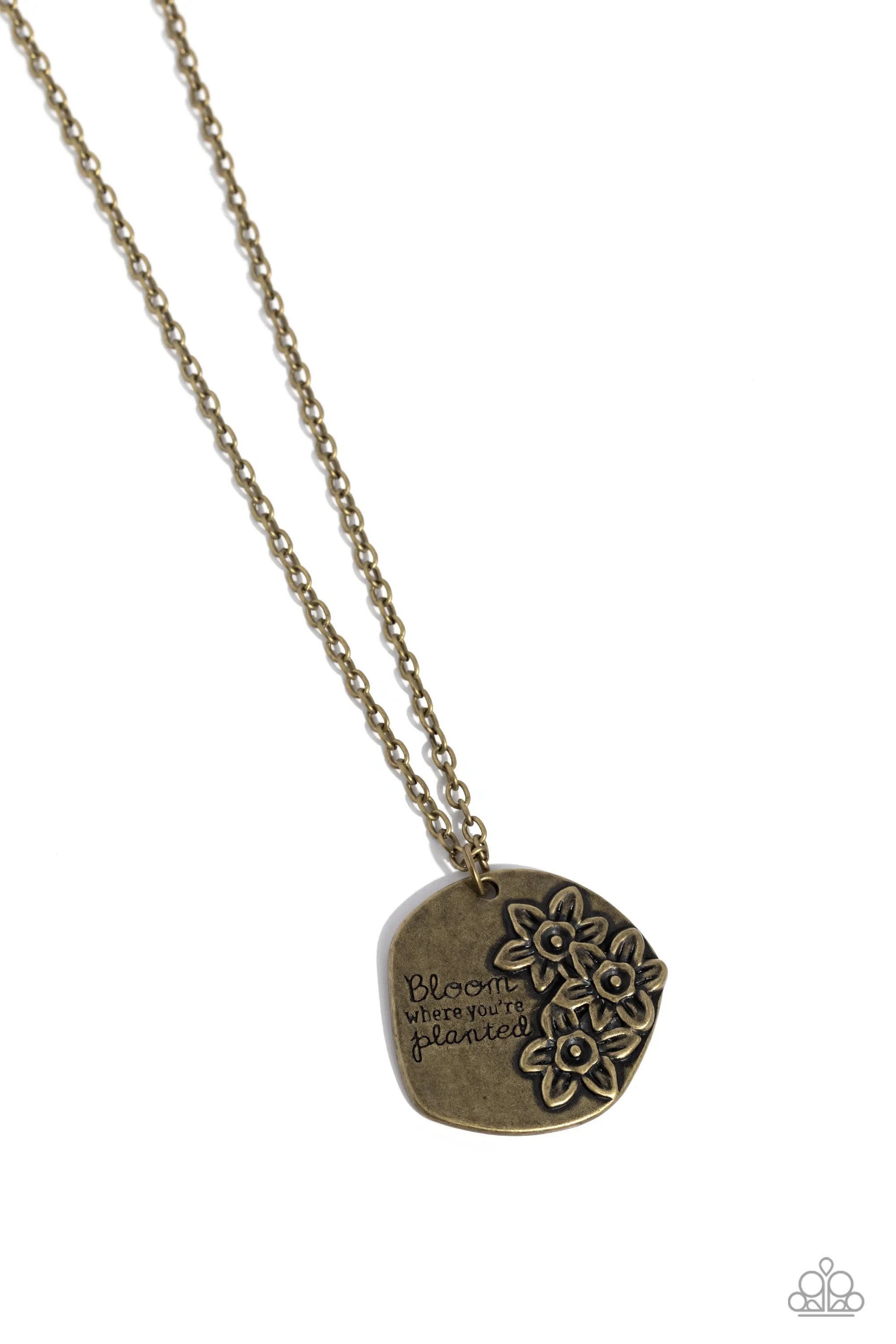 Planted Possibilities - Brass - "Bloom Where You're Planted" Flower Inspirational Paparazzi Long Necklace