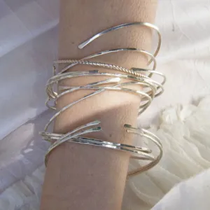 Pliers and String Twiggy Trio Bangle Silver