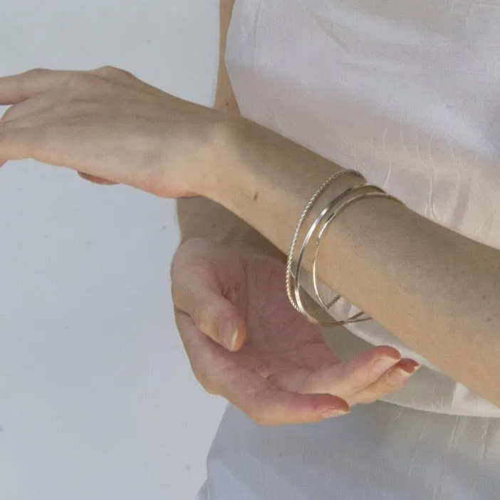 Pliers and String Twiggy Trio Bangle Silver