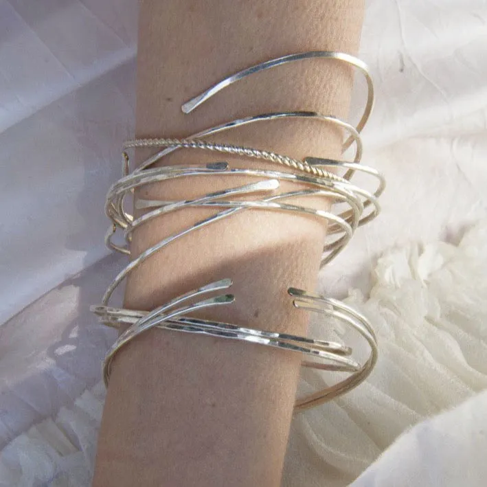 Pliers and String Twiggy Trio Bangle Silver