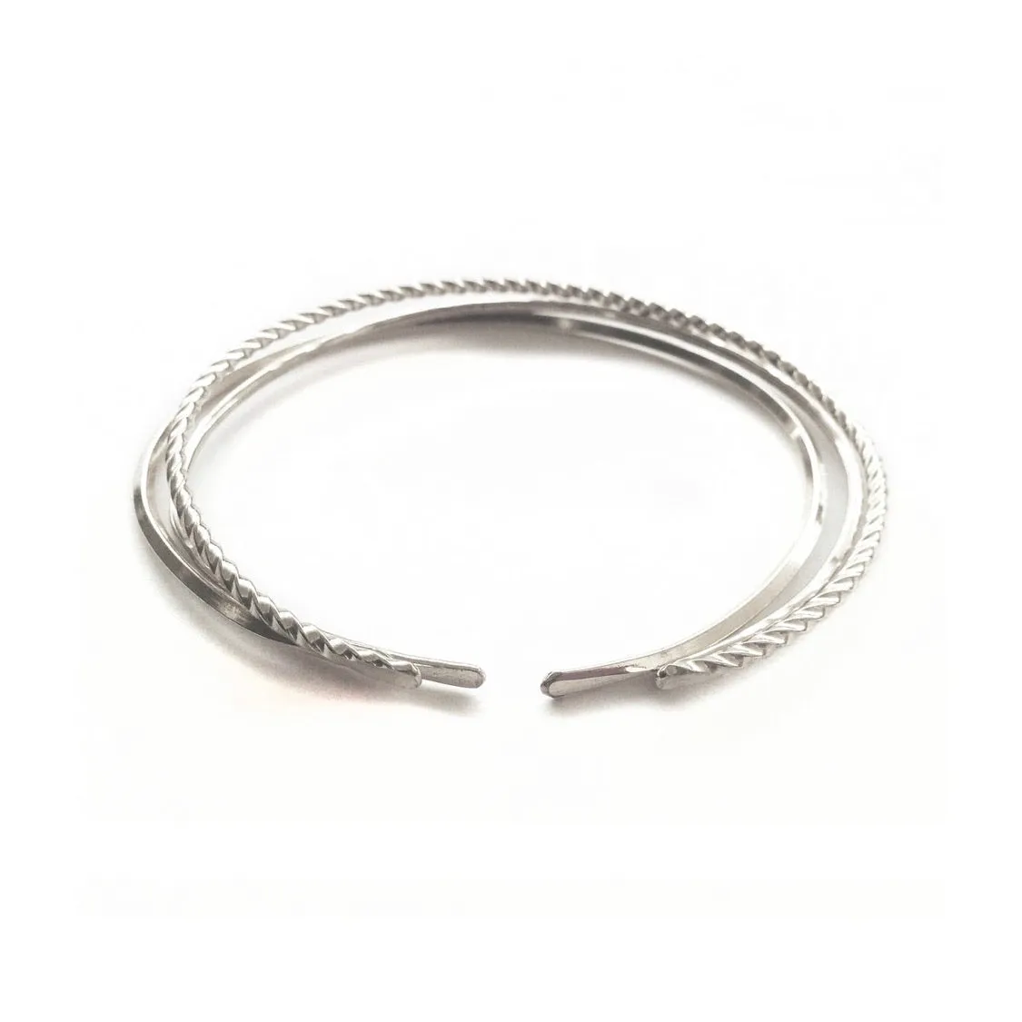 Pliers and String Twiggy Trio Bangle Silver