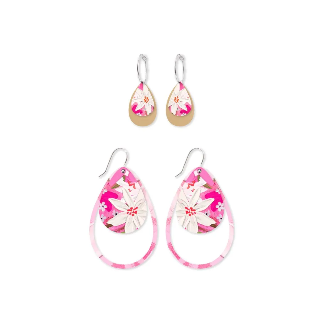 Power Pink Duo Outline Tear Pack Earrings