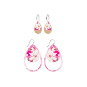 Power Pink Duo Outline Tear Pack Earrings