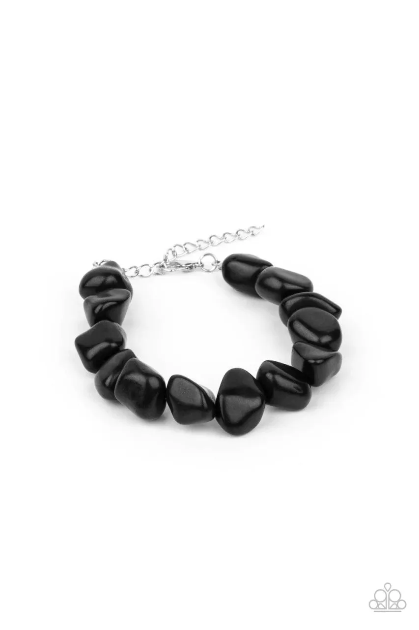 Prehistoric Paradise  Black Stone Paparazzi Lobster Claw Bracelet