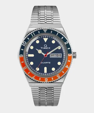 Q Timex Reissue Navy Dial with Navy/Orange Ring Bracelet Watch