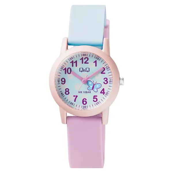 Q&Q Multi-Color Silicone Strap Blue Dial Quartz Watch for kids - VS49J003Y
