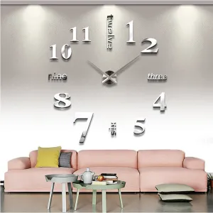 Quartz clocks fashion watches 3d real big wall clock rushed mirror sticker diy living room decor