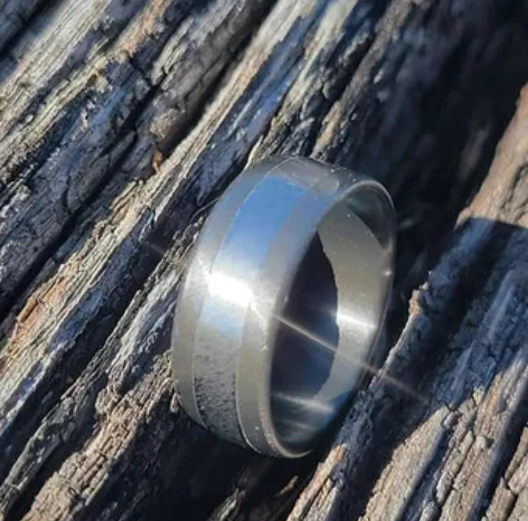 "The Excursion" Titanium and blackened zirconium with battleworn finish mens