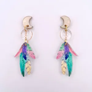 Rainbow feathers - Earrings - Set of 2