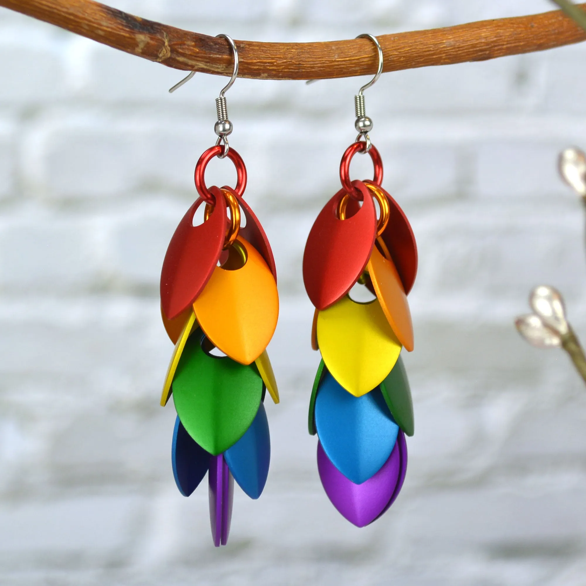 Rainbow Pride - Long Feathered Earrings