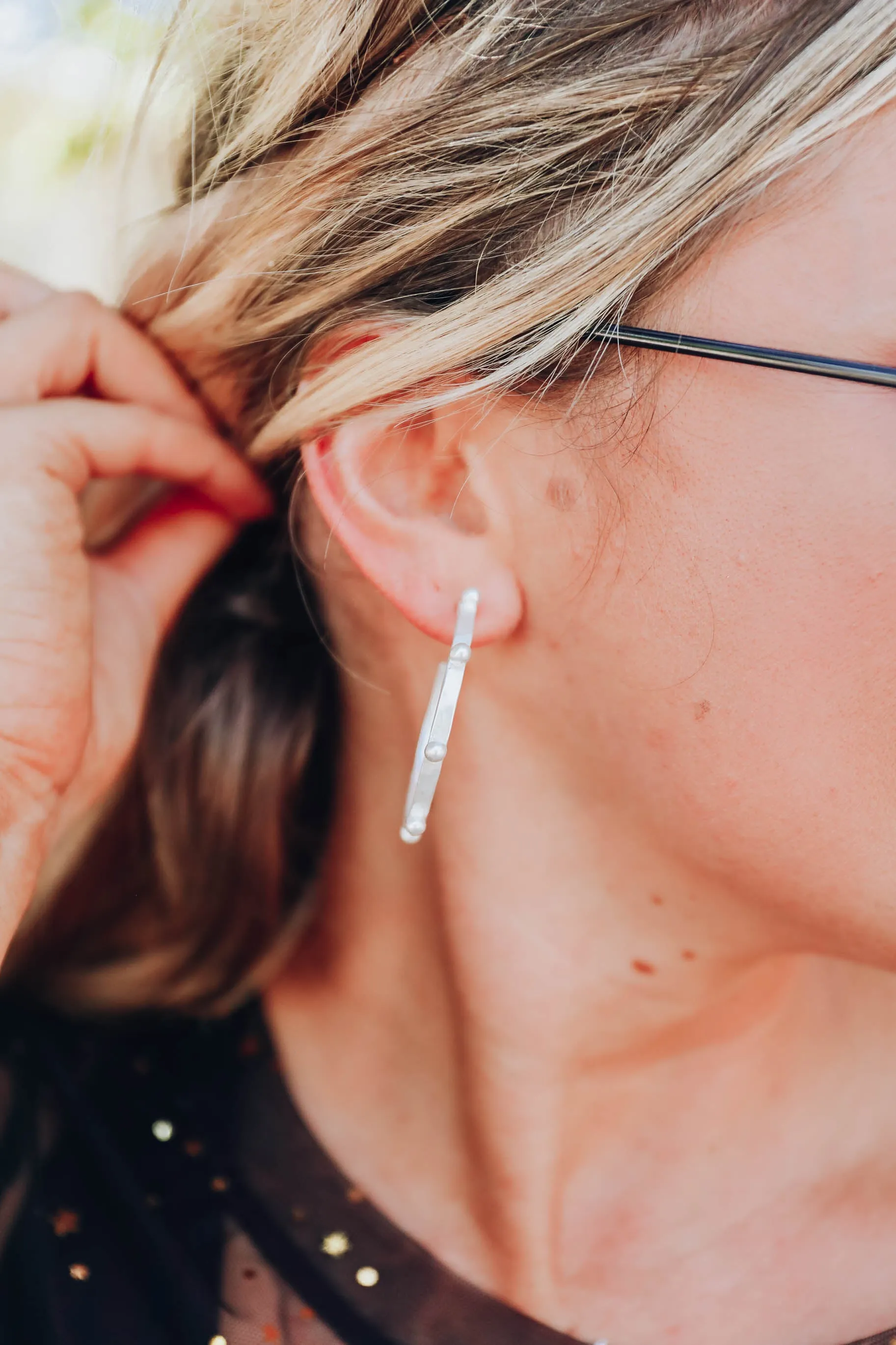 Ramona Hoop Earrings - Matte Silver