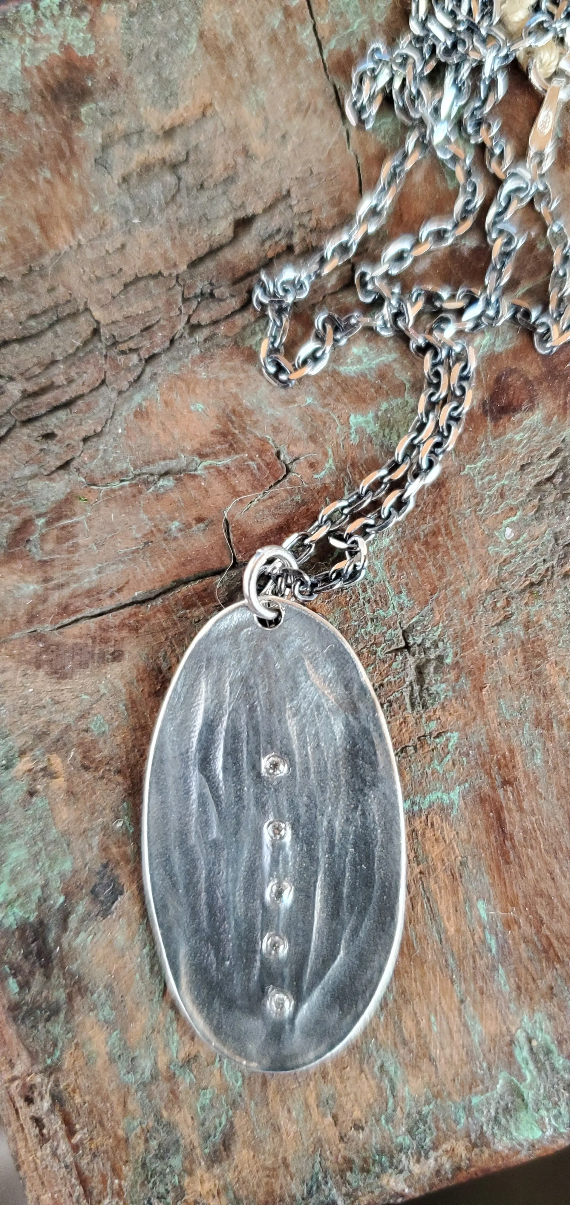 Rebecca Overmann Sterling Silver Oval Pendant Diamond Necklace