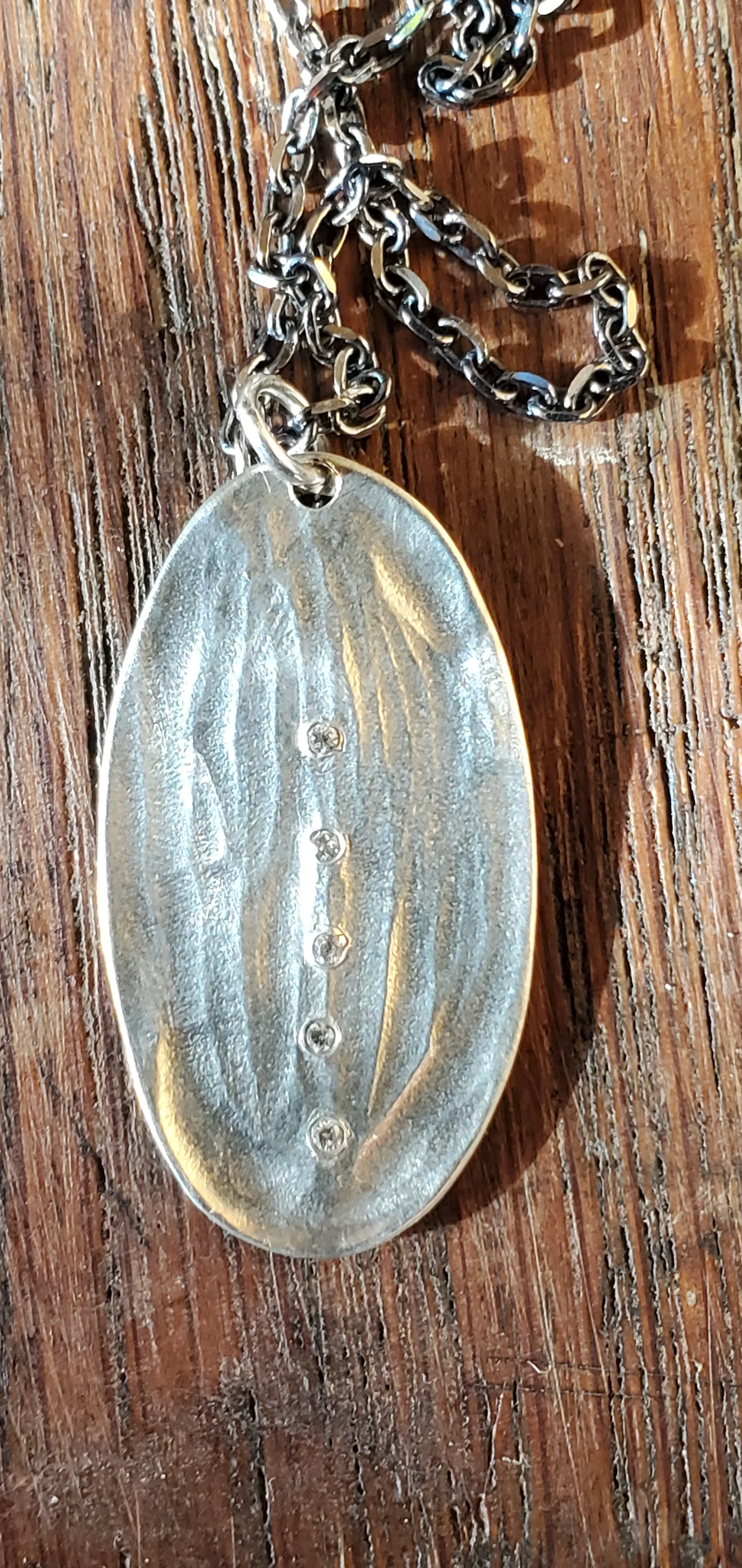 Rebecca Overmann Sterling Silver Oval Pendant Diamond Necklace